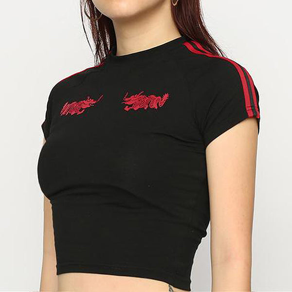 black shirt with red dragon