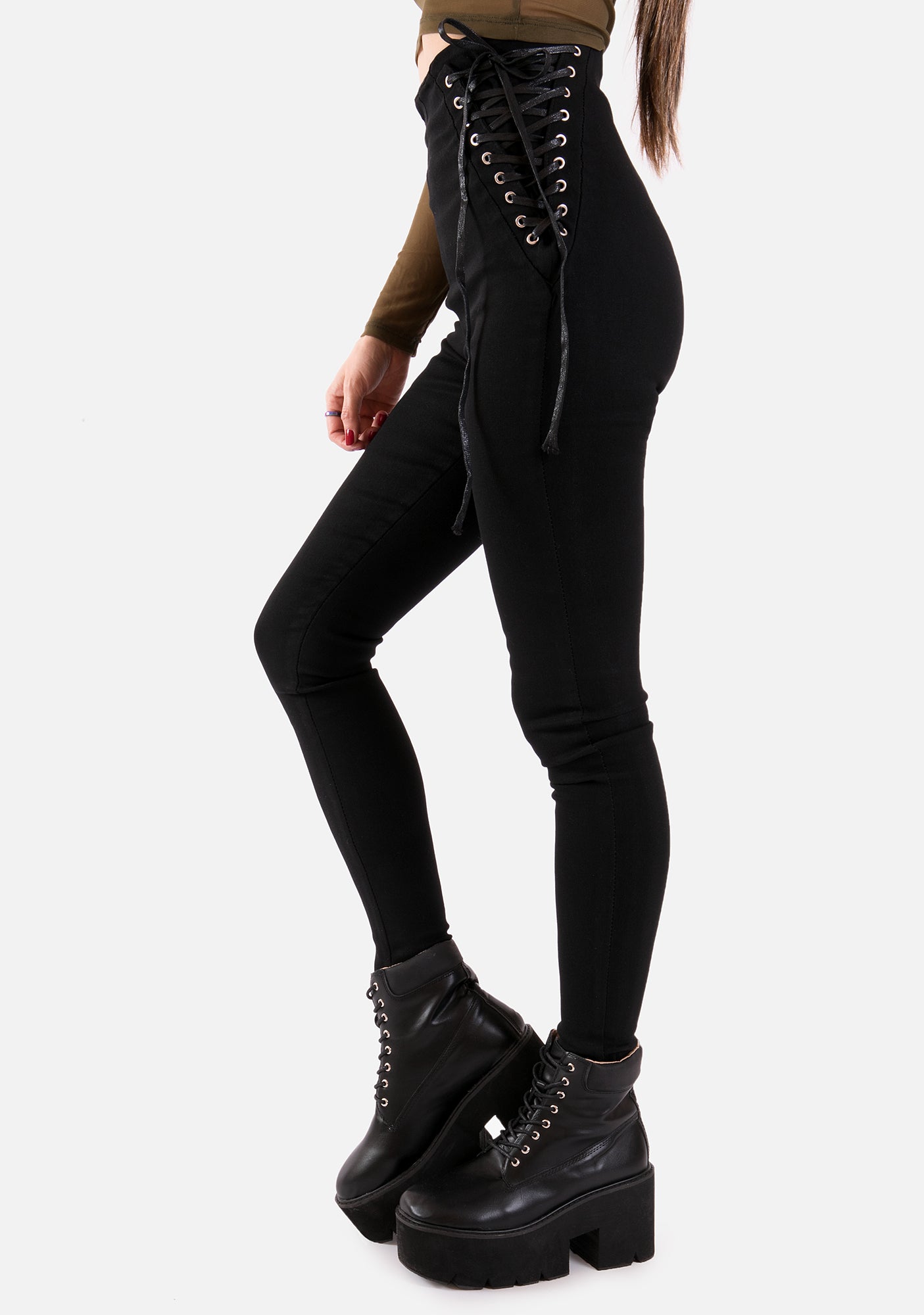 Side Chick Lace Up Pants - AlienMood