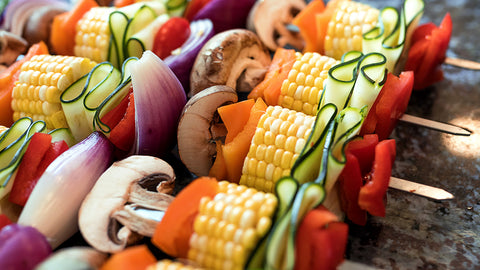 brochetas de verduras preparadas