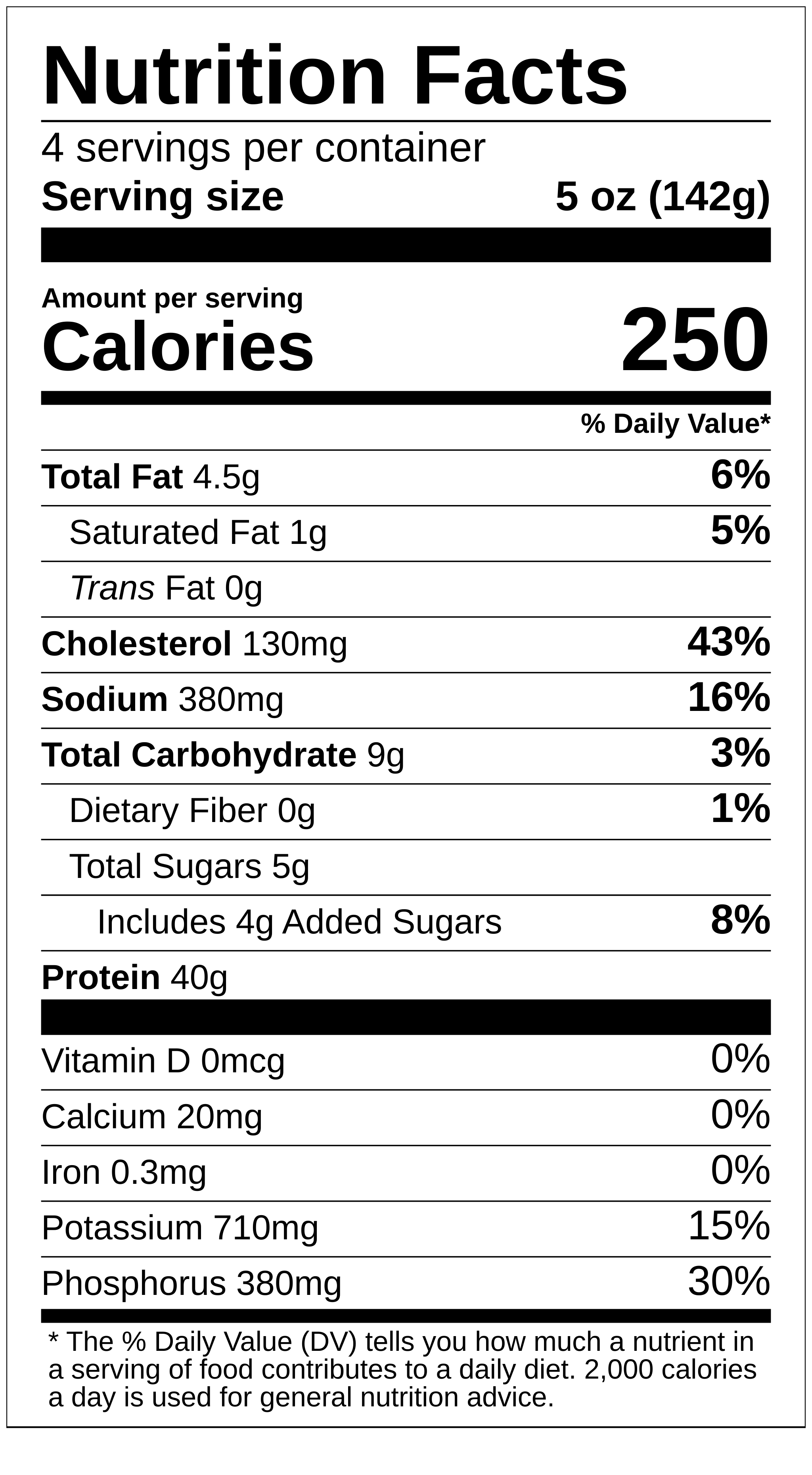 bulk orange chicken nutrition label