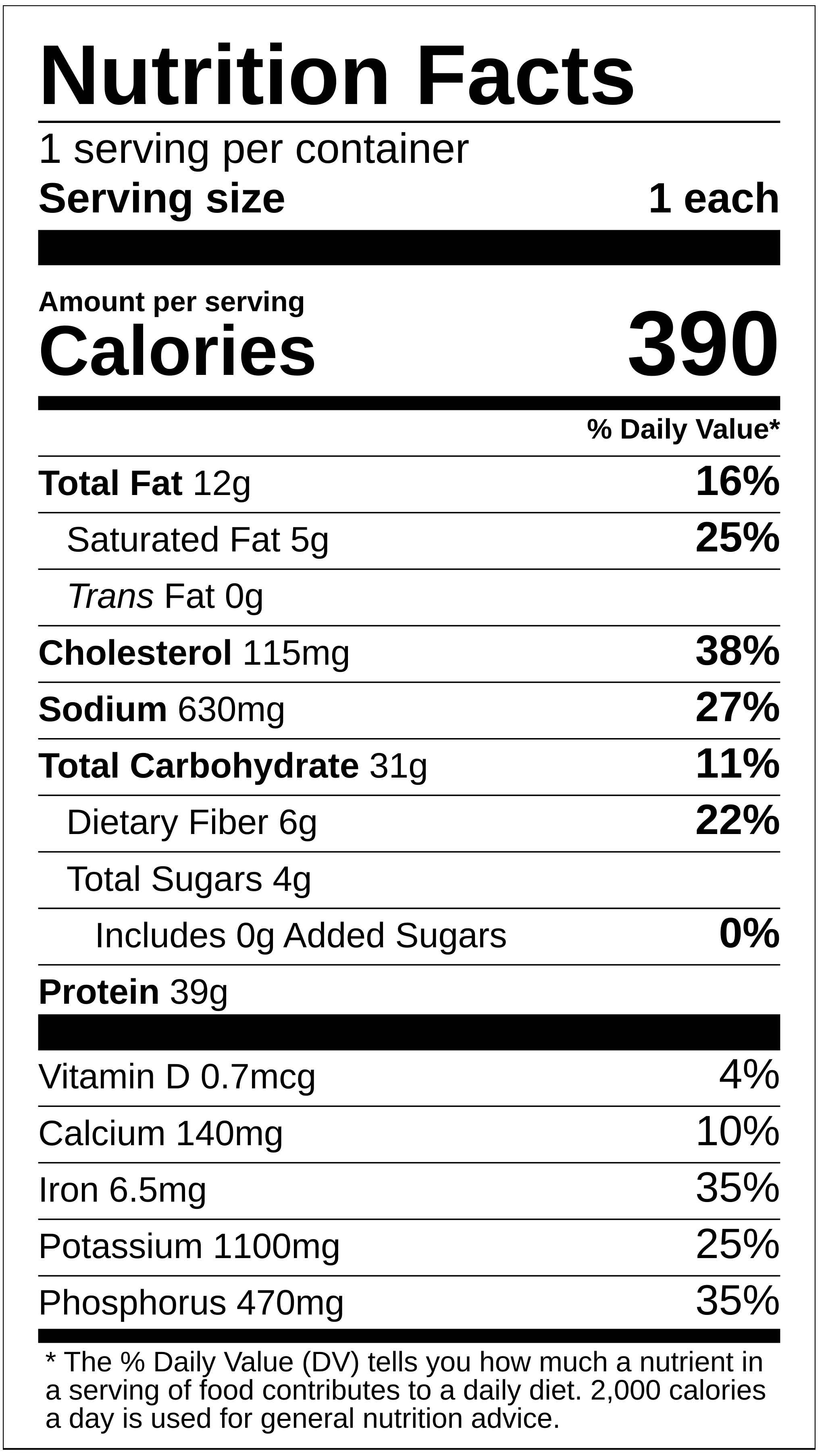 Spaghetti & Turkey Meatballs nutrition label