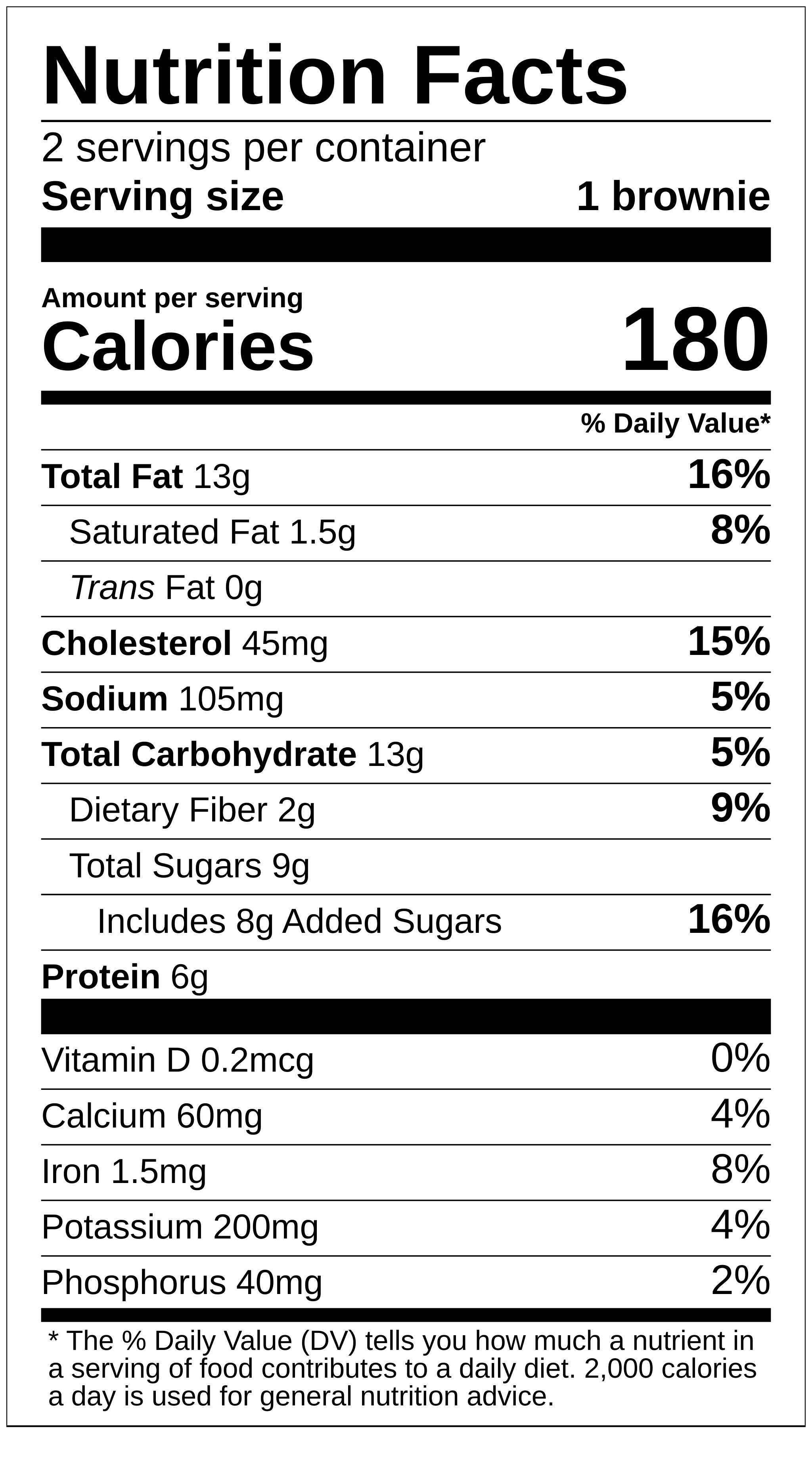 brownie nutrition facts