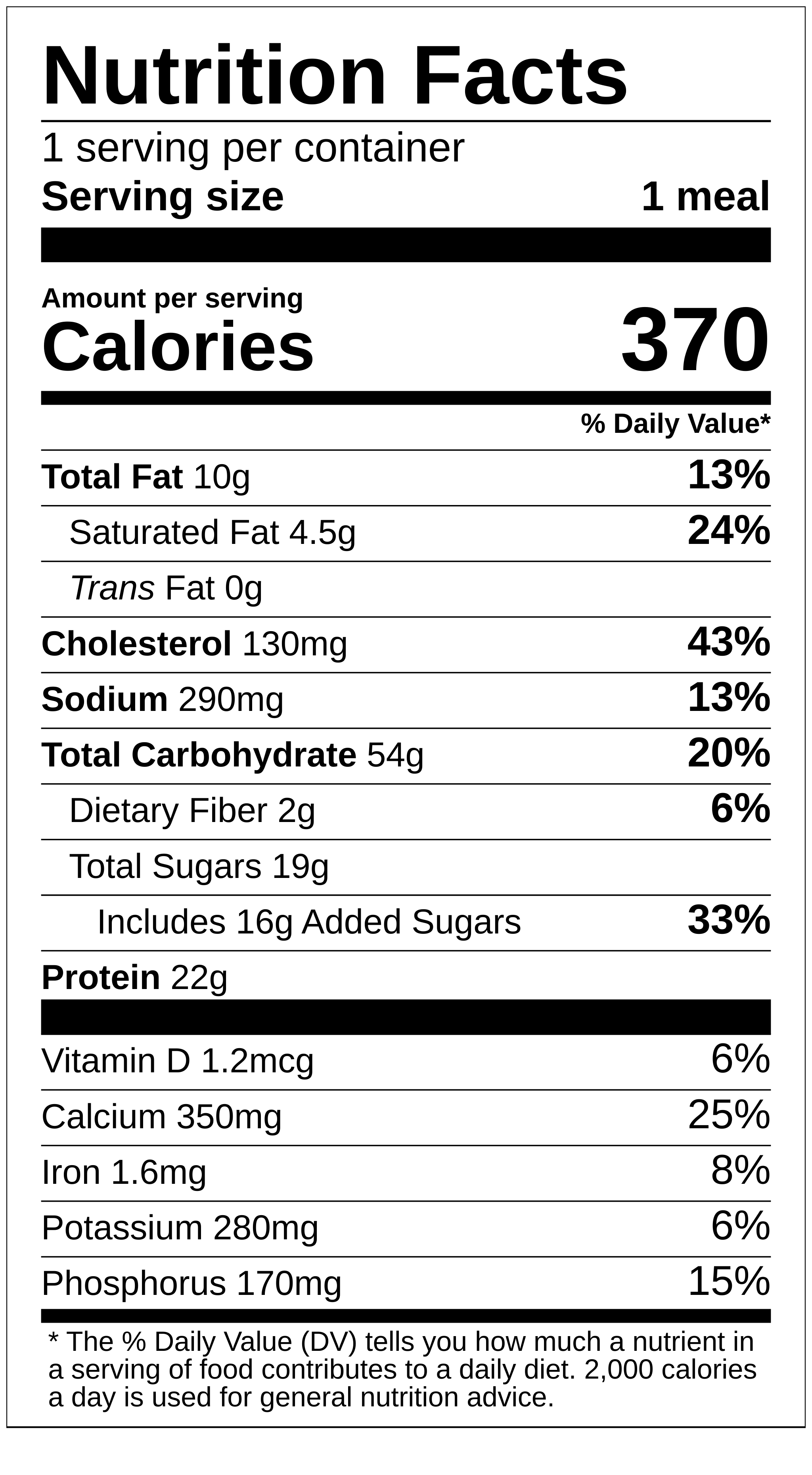 chocolate chip pancakes nutrition label
