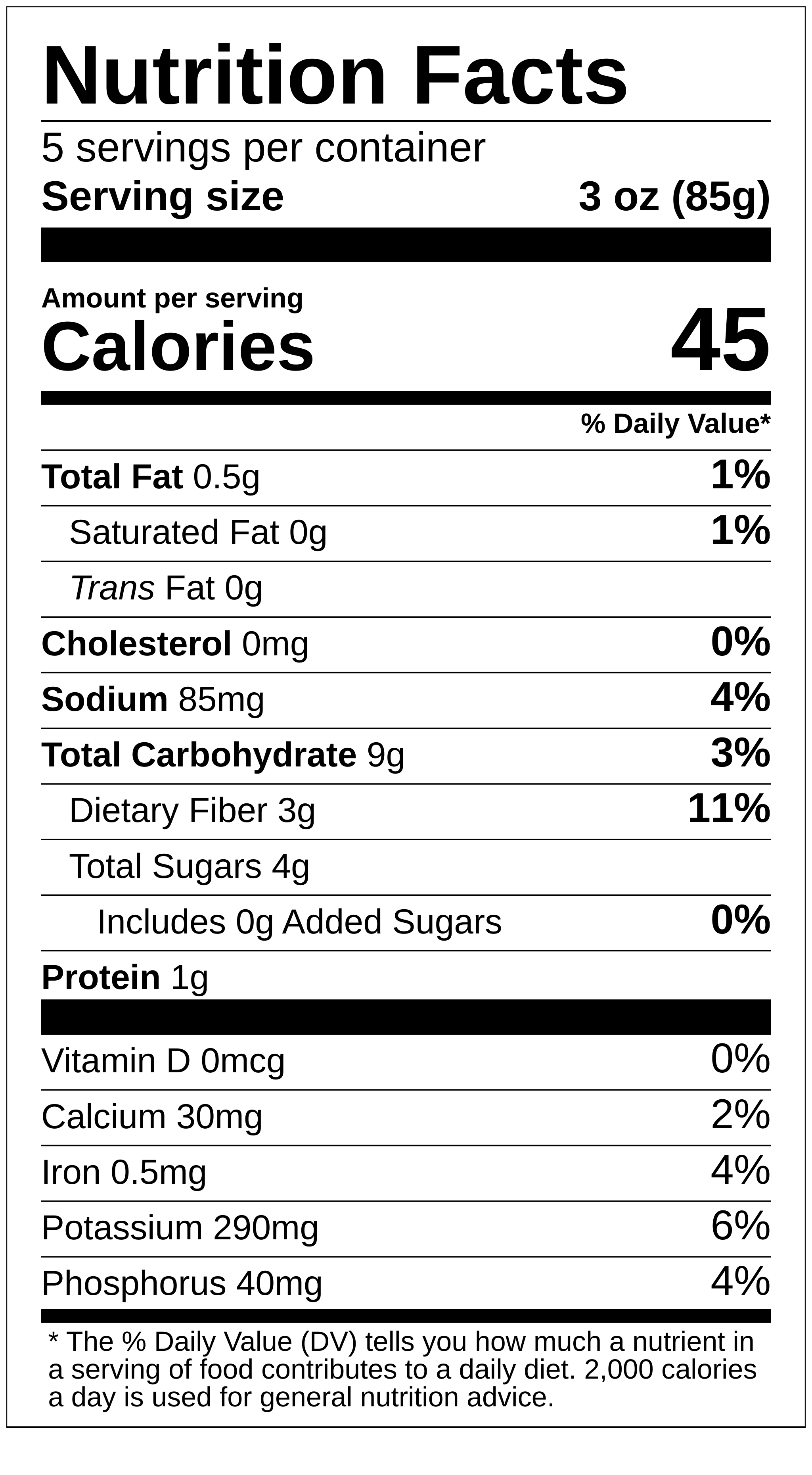 Bulk Stir Fry Veggies nutrition label