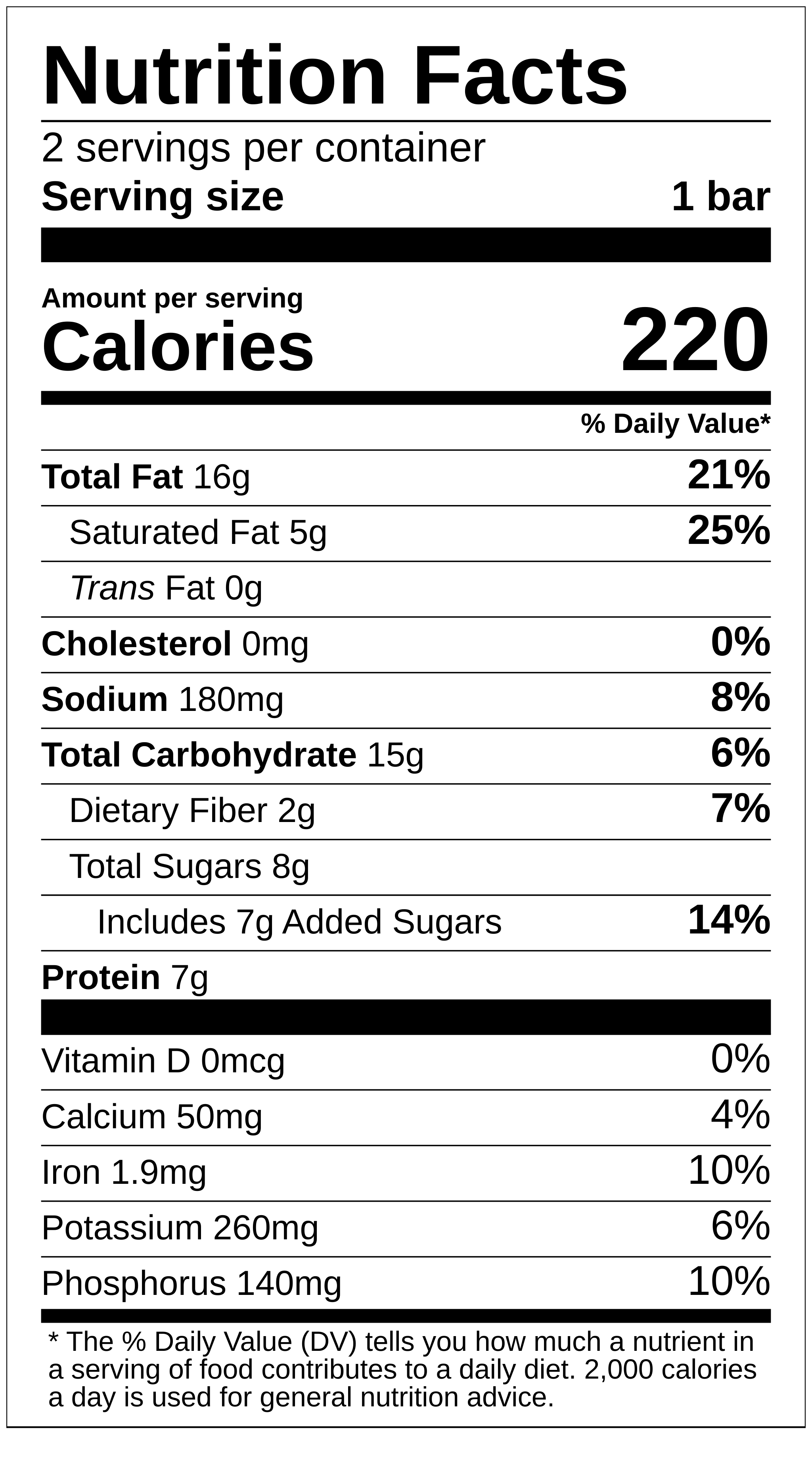 Salted Caramel Chocolate Bars nutrition label