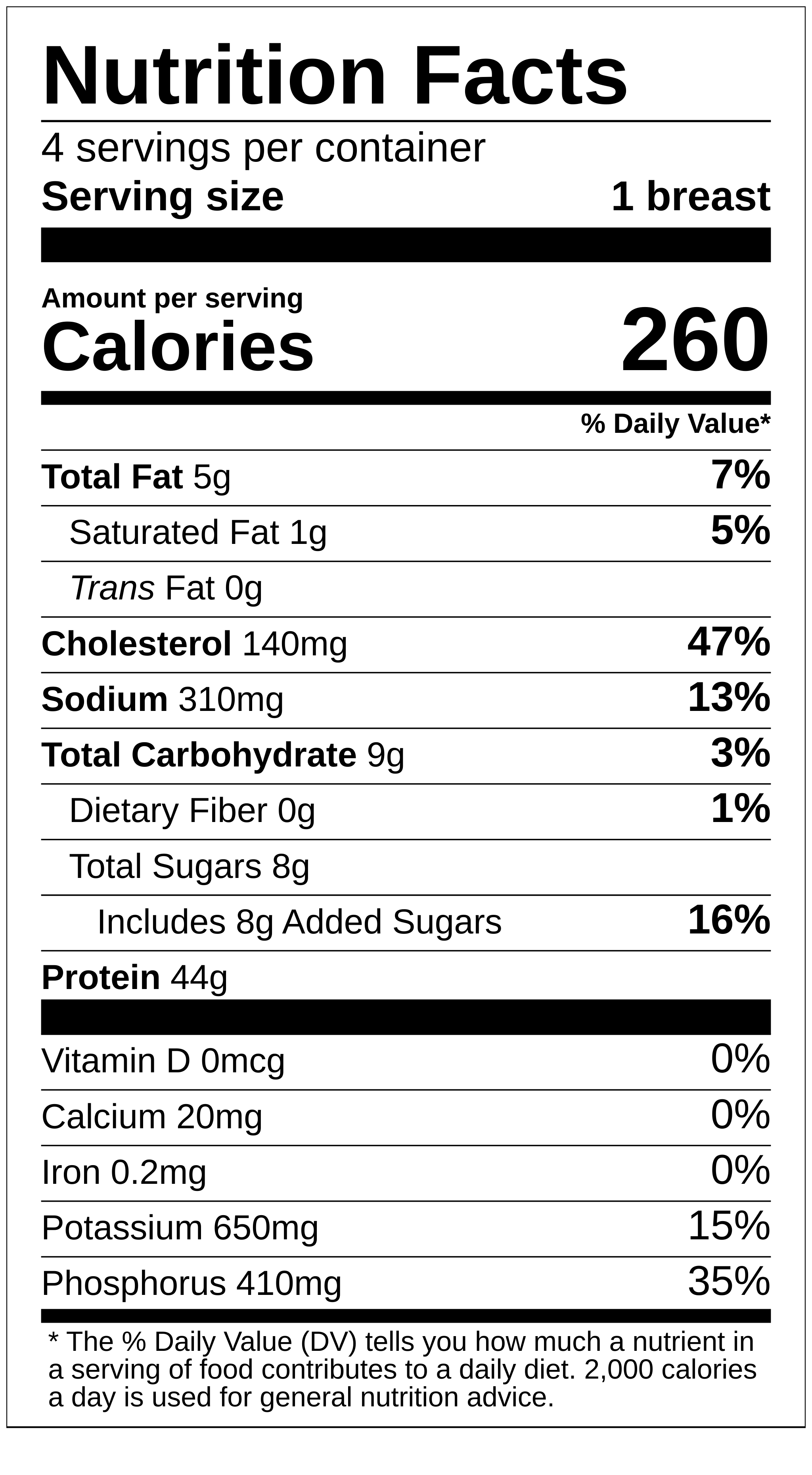 bulk honey mustard chicken nutrition facts