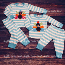 Girl's Blue Stripe Turkey Pajamas