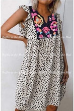 Black Dot Floral Flutter Dress