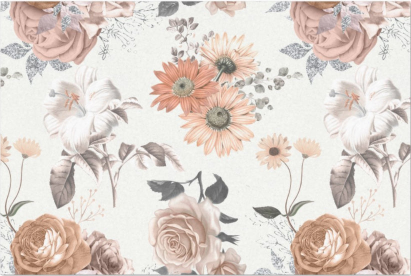 Rustic Vintage Honey Bees & Floral Roses Decoupage Tissue Paper Cream -  Moodthology Papery