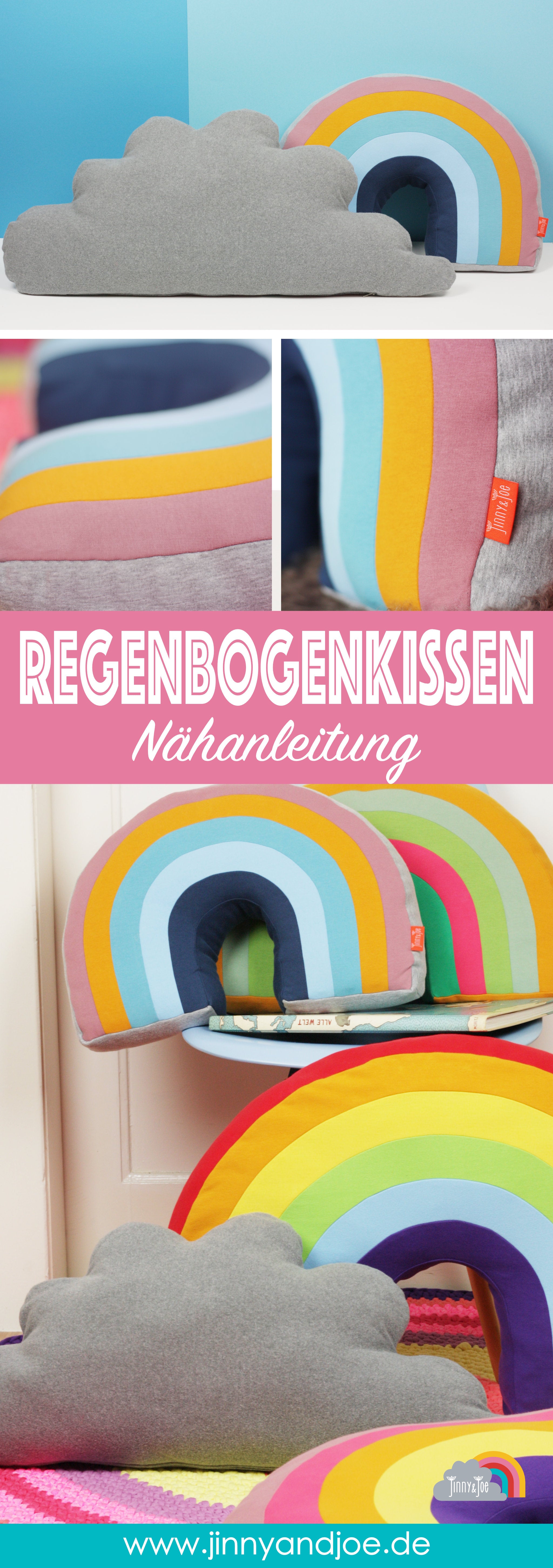 Regenbogen-Regenbogenkissen-Kissen-nähen Kinder-Kissen mit Reißverschluss nähen-Regenbogen DIY-eBook-Schritt-für-Schritt Anleitung-Regenbogen nähen-Kinderzimmer Deko-Stillkissen nähen-Nackenkissen-Babykissen