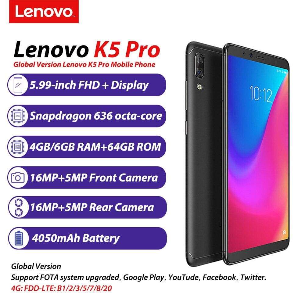 Best Lenovo K5 Pro 4050mah 6gb 64gb Four Cameras 5 99inch Mobile Phone 18 9 Snapdragon636 Octa Kanzeey