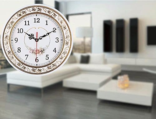 Tebery Silent Modern Quartz Flower Design Decorative Wall Clock Non-ticking