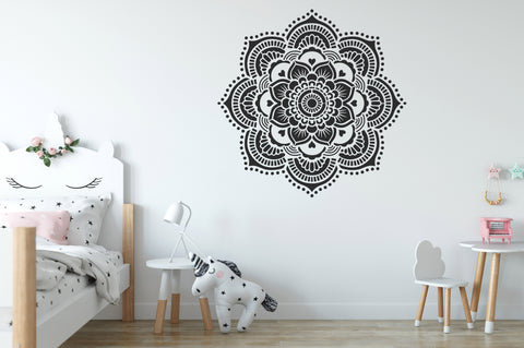 Black yoga mandala 116 cm x 116 cm in kidsroom