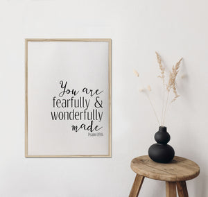 You are fearfully and wonderfully made/Psalm 139:14/canvas art print/wall decor/home decor