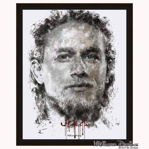 Image of Charlie Hunnam as Jax Ink Smudge Style Art Print - Framed Canvas Art Print / 16x20 inch