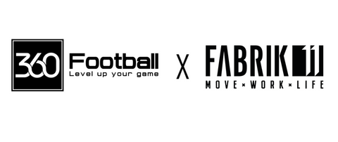 Black and white logos of 360Football and Fabrik11