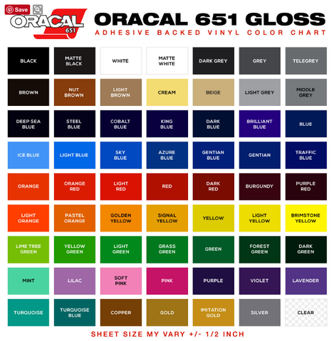 651 Vinyl Color Chart