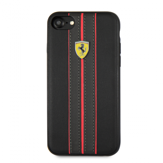 Onophoudelijk insect oogst Ferrari iPhone 8 & iPhone 7, Leather Hard Case - Yellow Ferrari logo