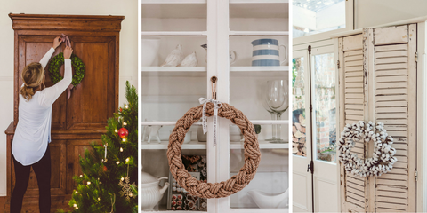 displaying wreaths on furniture