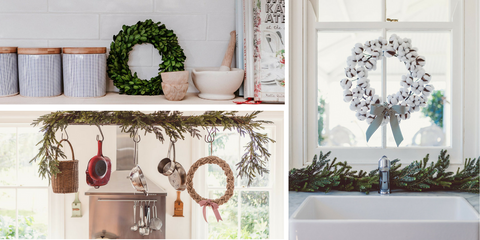 displaying wreaths in the kitchen 