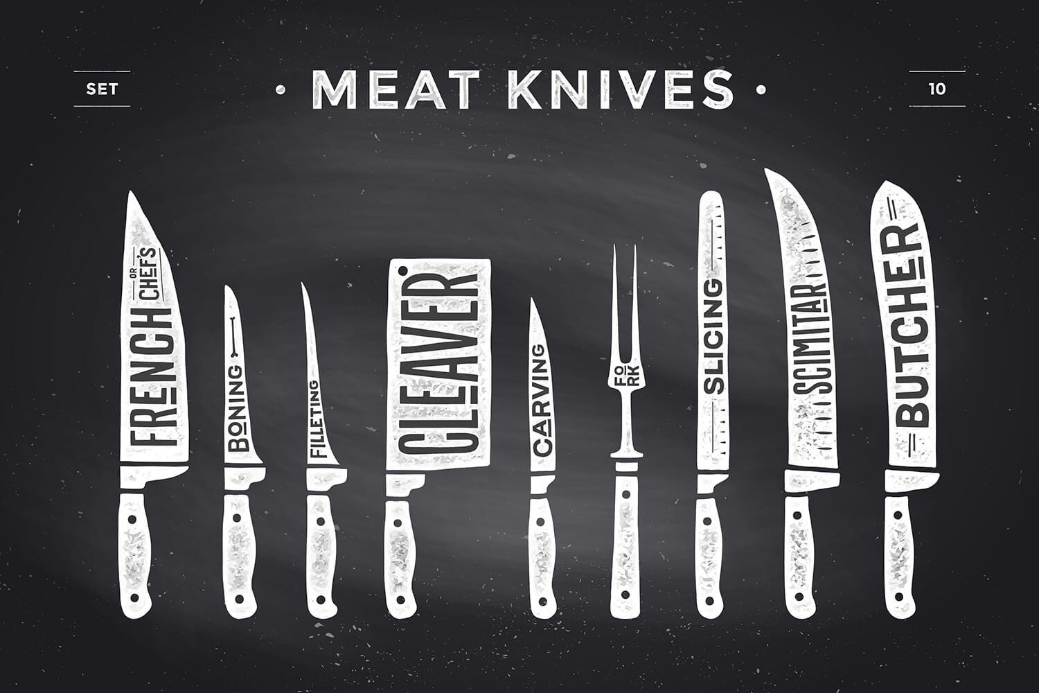 Knife set for butchering