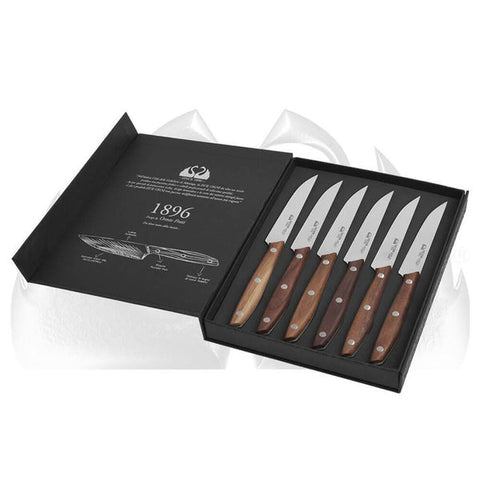 Due Cigni 1896 Walnut Handle Steak Knife 6 Pc Set