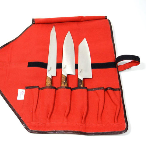 Boldric Canvas Knife Bag 6 Slot Red