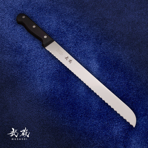 Musashi Molybdenum Polished Sakura Wood Bread Knife 25cm