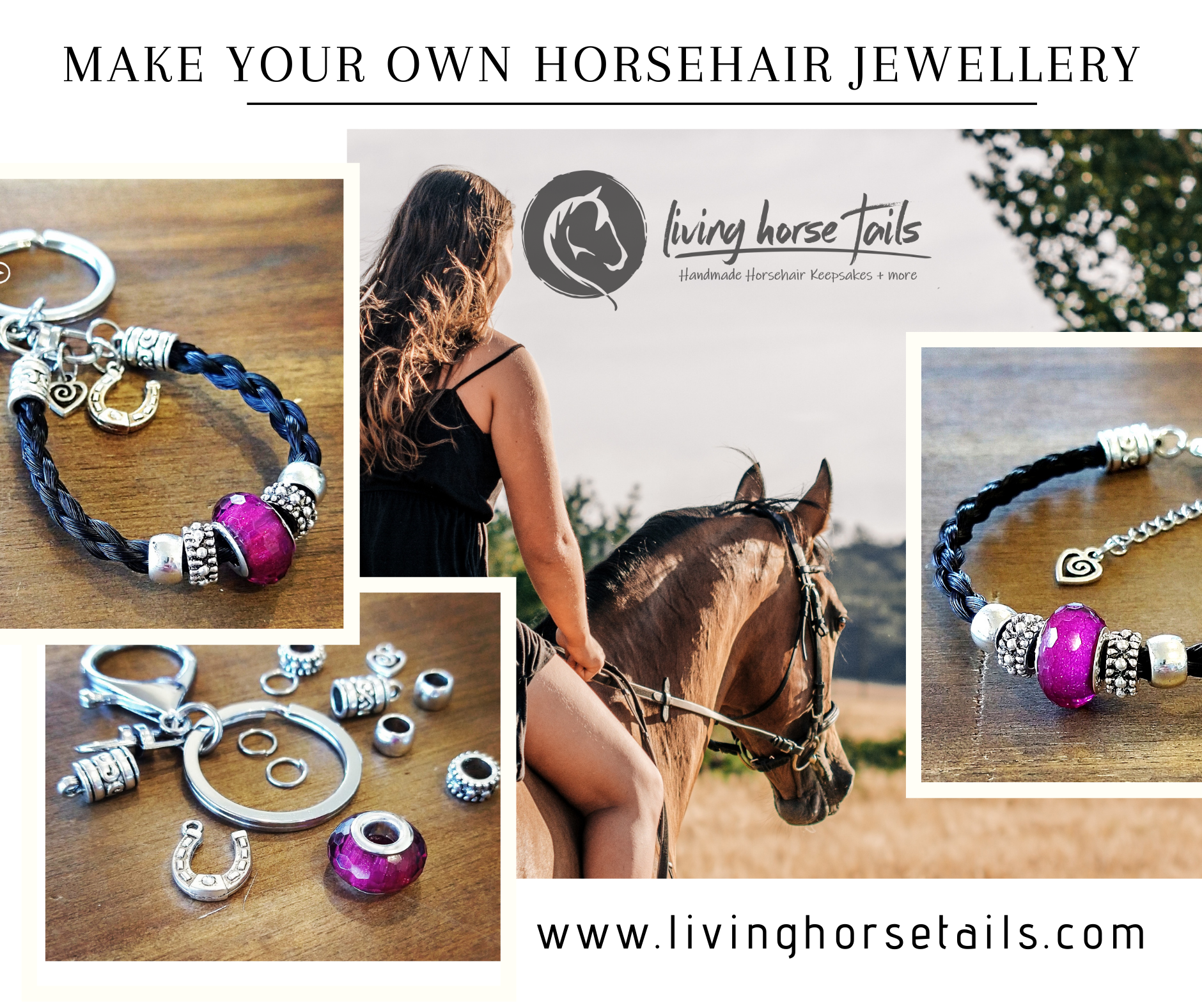 Make your oen horsehair jewellery keepsakes with living horse tails Diy Kits