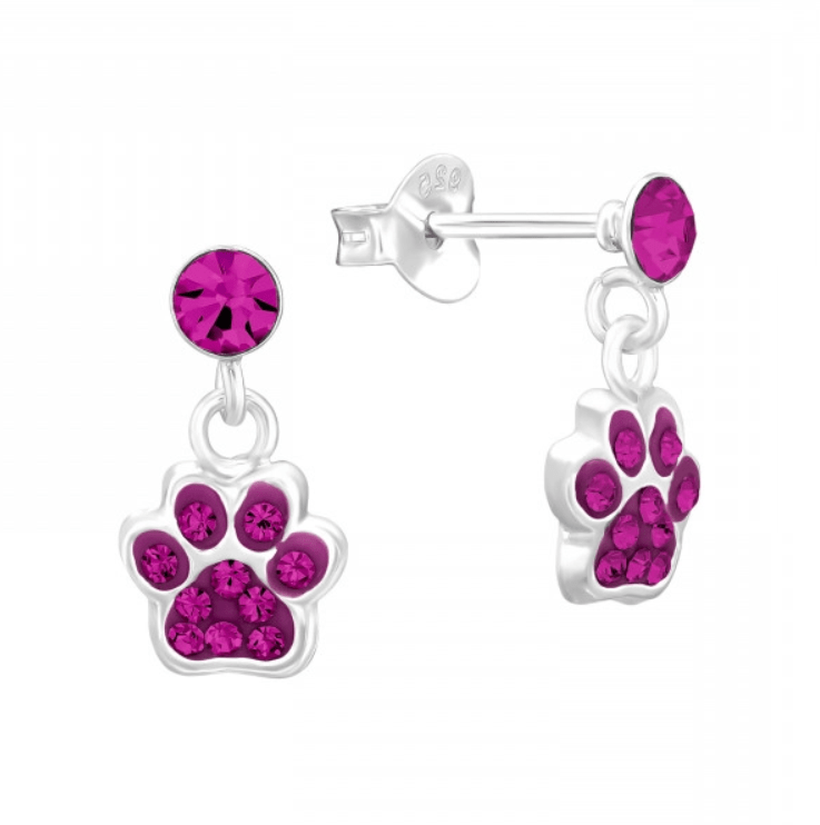 Gold plated Sterling Silver and Crystal Paw stud earrings – Living