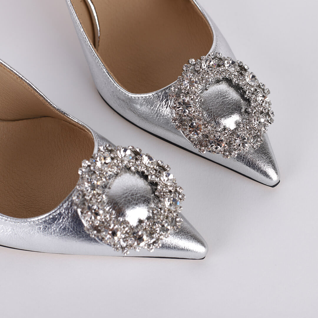 point toe petite silver heels