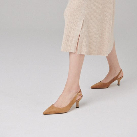 uk 1 size slingback heels in beige suede