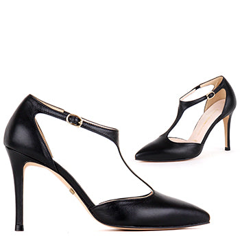 black stiletto high heels