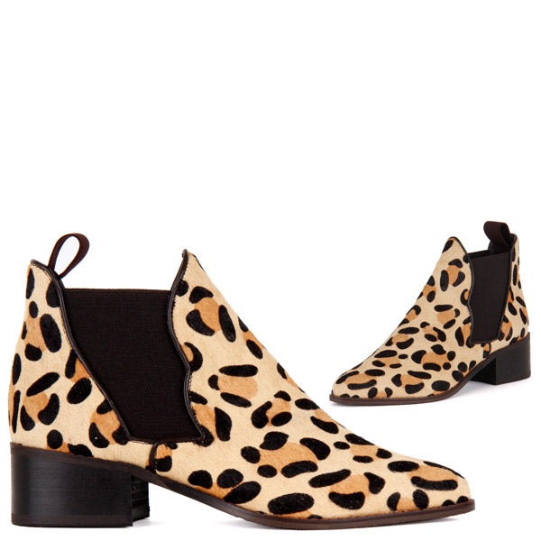 Petite Size Leopard Print Chelsea Boots 