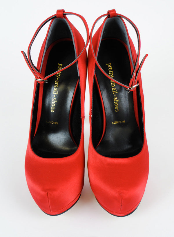 Petit size sexy Hyper Red Super High silk By Pretty Small Shoes