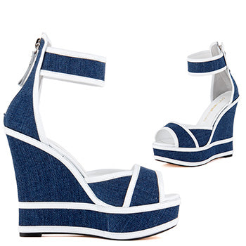 denim wedge heel shoes