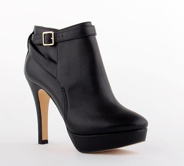Petite Size Black Leather Chic Ankle Boots With Strap Enigma by Pretty ...