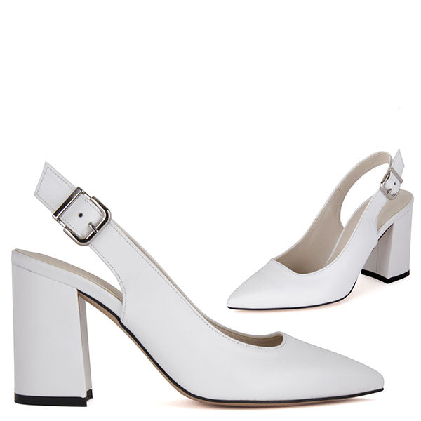 white block heel court shoes