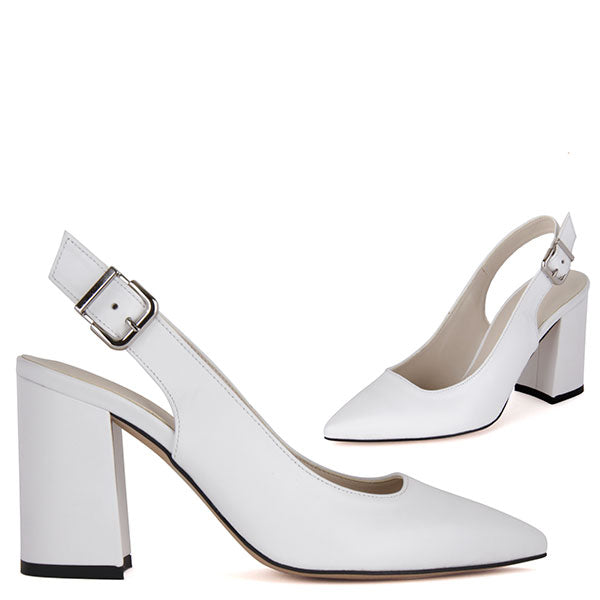 white slingback high heels