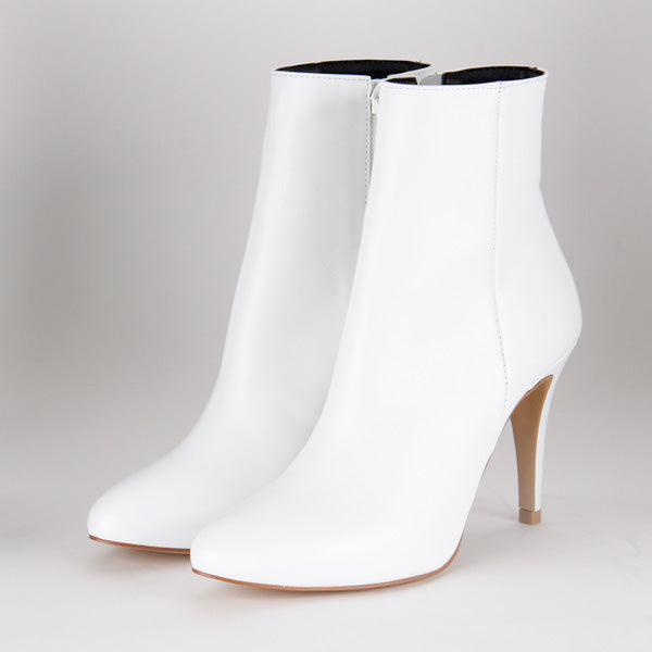 Petite White Leather Ankle Boots Budget Price OSCAR Hand Made by Pretty ...