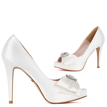 satin white wedding shoes