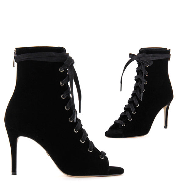 black ankle lace boots