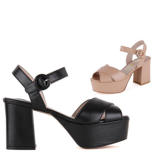 Platform Sandals Black Or Beige Proud 