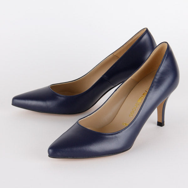 navy leather pumps