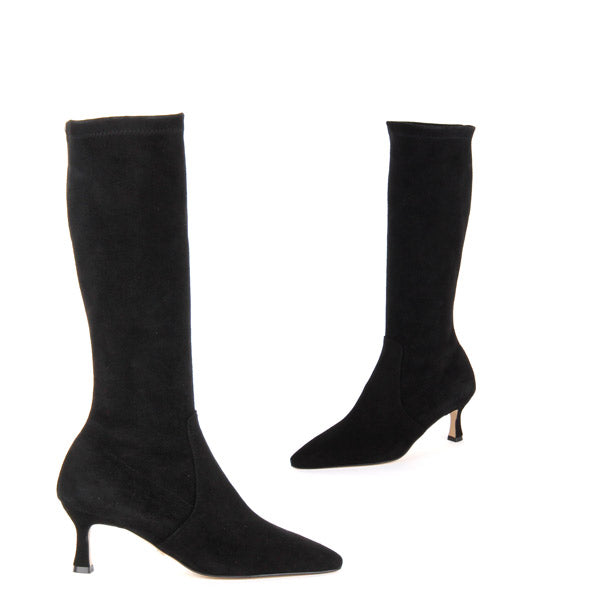 kitten heel mid calf boots