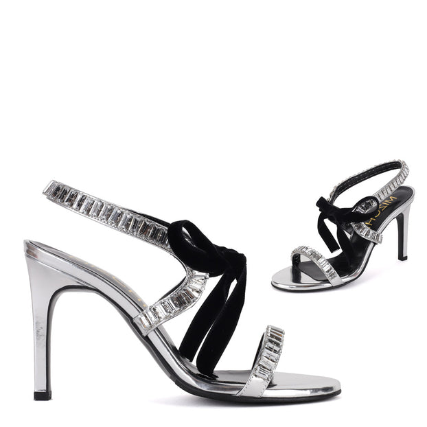 silver velvet shoes