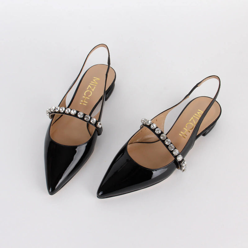 Petite Patent Leather Embellished Flats by MIZCHI Pretty Small Shoes