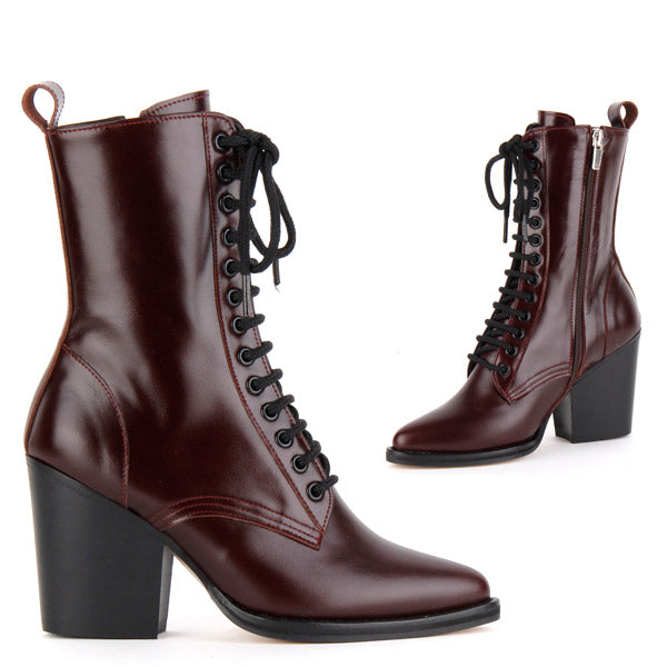 wine leather boots