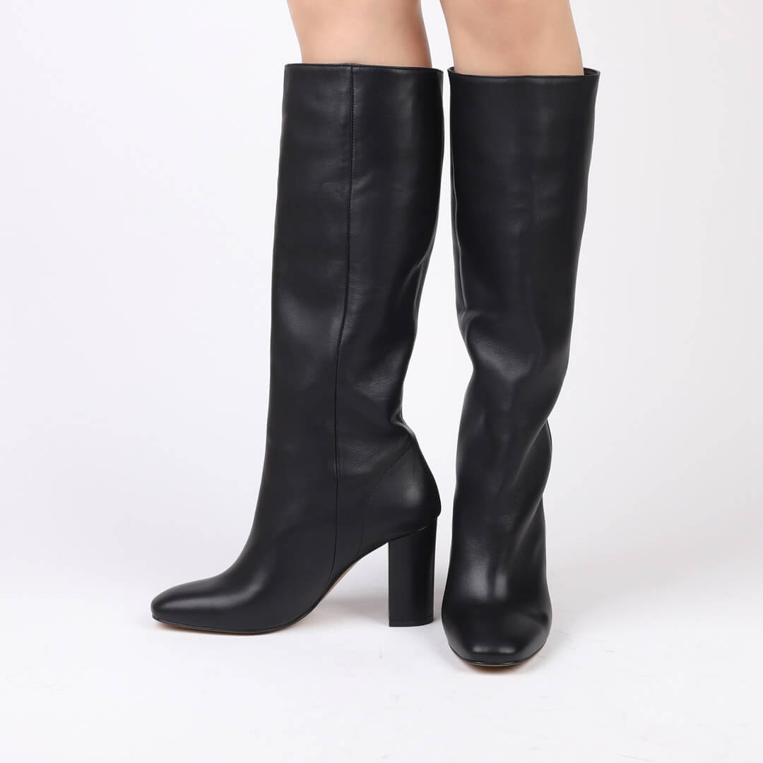 Petite Size Black Block Heel Knee Boots by MIZCHI Pretty Small Shoes