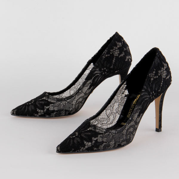 black lace fabric shoes